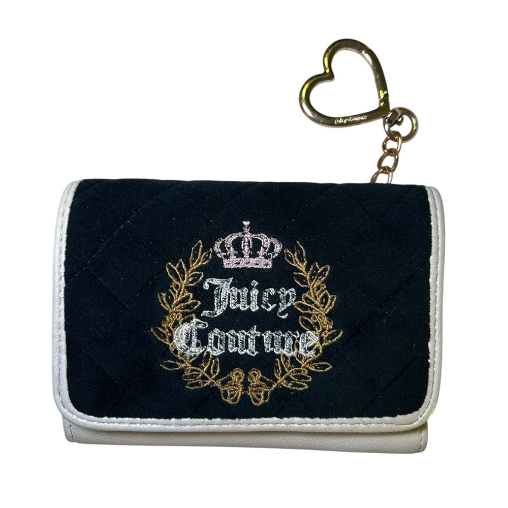 Juicy Couture Y2K Gold Hardware Black Velour Keychain Wallet